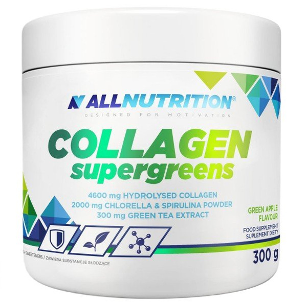 AllNutrition Collagen Supergreens Green Power for Skin Hair and Vitality Green Apple 300g