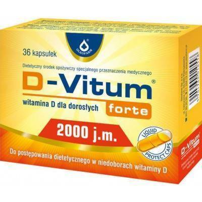 D-Vitum Forte Vitamin D 2000 IU for Immune Support and Healthy Bones for Adults 36 Capsules Best Before 31.12.25