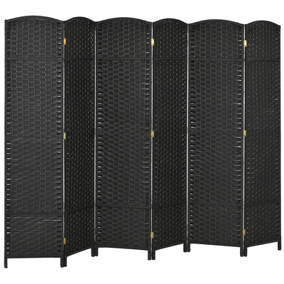 HOMCOM 6 Panel Folding Room Divider, Freestanding Privacy Screen for Living Room, Bedroom and Office, 240 x 170cm, Black