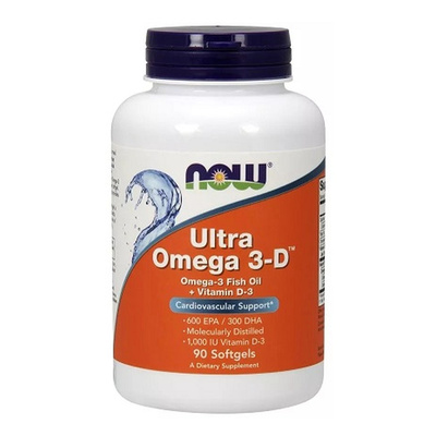 Now Foods Ultra Omega 3-D with Vitamin D-3 Supports Immunity and Brain Function 90 Capsules