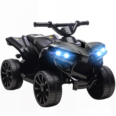 AIYAPLAY 6V Kids ATV, 4 Wheeler Electric Ride on Car with Music and LED Headlights, for Ages 3-6 Years Boys and Girls, Black
