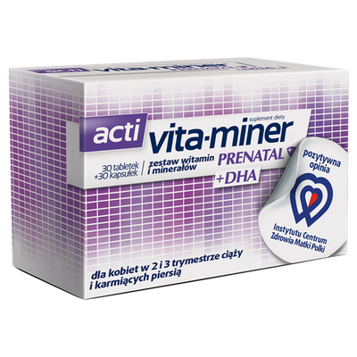 Acti Vita Miner Prenatal Dha Vitamin Set for Pregnant Women 30 Tablets + 30 Capsules Best Before 30.06.26
