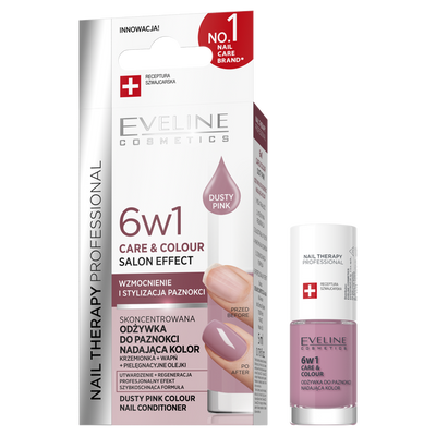 Eveline Nail Therapy Professional Care & Colour 6in1 Concentrated Nail Conditioner Color Dusty Pink 5ml