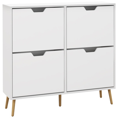 HOMCOM Shoe Storage Cabinet, 4 Flip Drawers, Shoe Organizer for 8-16 Pairs of Shoes, White