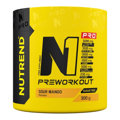 Nutrend N1 Pro Pre-Workout for Stimulation and Endurance Sour Mango 300g