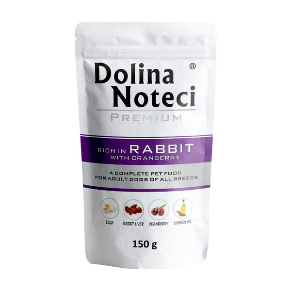 Dolina Noteci Premium Wet Food with Rabbit and Cranberry for Adult Dogs of All Breeds 150g