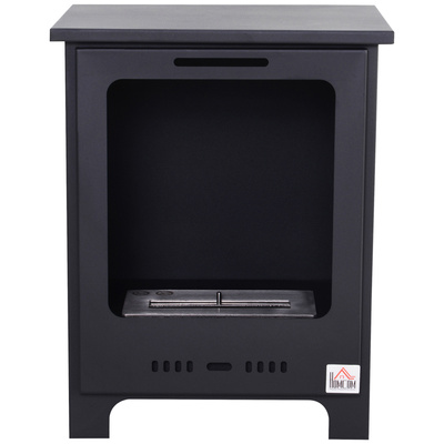 HOMCOM Freestanding Ethanol Fireplace, Bioethanol Fire with 0.9L Tank, 3 Hours Burning Time for Indoor, Black