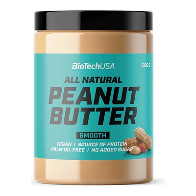 BioTechUSA Peanut Butter Smooth Natural Peanut Spread Protein and Fiber Source 1000g