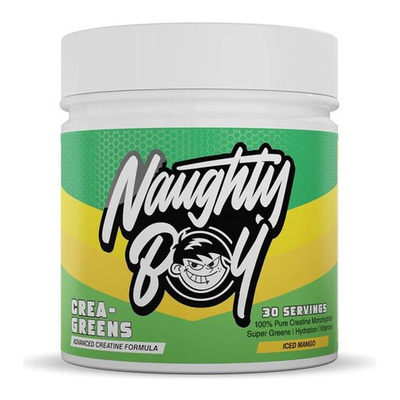 Naughty Boy Crea-Greens Iced Mango Creatine and Greens Powder For Muscle Support and Vitality 270g
