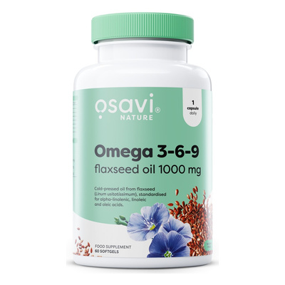 Osavi Omega 3-6-9 Flaxseed Oil 1000mg Plant-Based Fatty Acids 60 Softgels