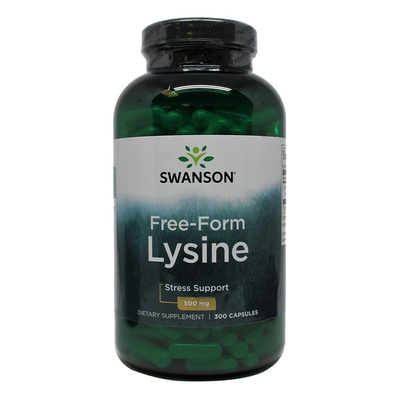 Swanson L-Lysine 500mg Free-Form as an Essential Amino Acid 300 Capsules
