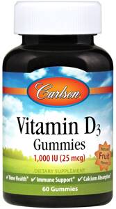 Vitamin D3 Gummies, 1000 IU Natural Fruit - 60 gummies