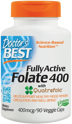 Fully Active Folate 400 with Quatrefolic, 400mcg - 90 vcaps
