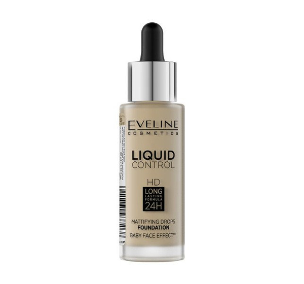 Eveline Liquid Control Mattifying Drops HD Face Foundation 015 Light Vanilla 32ml 