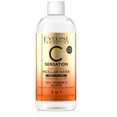 Eveline C Sensation Pure Vitality Micellar Water 3in1 for Combination and Oily Skin 400ml