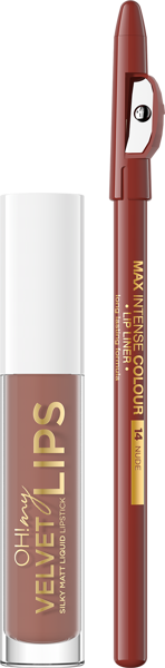 Eveline Oh My Velvet Lips Matt Liquid Lipstick and Lip Liner No. 12 Praline Eclair 4.5ml