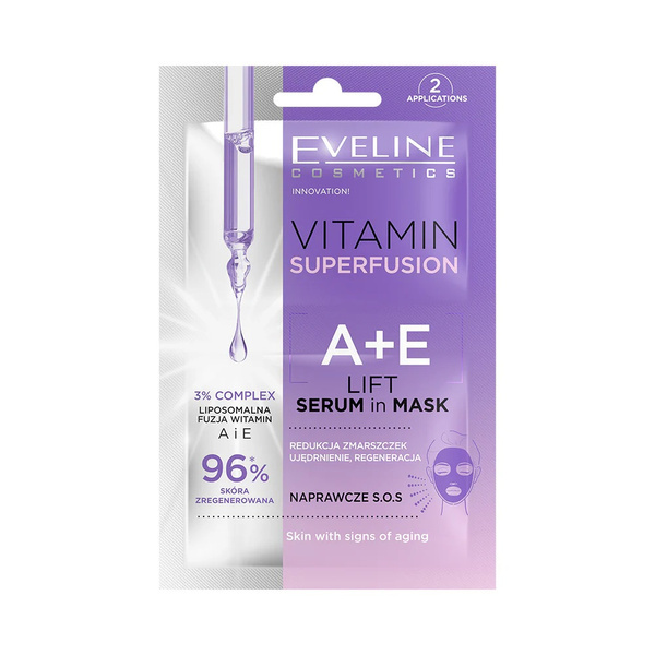 Eveline Vitamin Superfusion Lift A+E Serum in Mask Intensively Regenerating Serum Mask 2x5ml