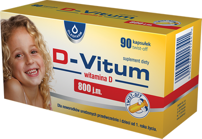 D-Vitum Vitamin D 800 IU for Preterm Newborns and Children from 1 Year 90 Capsules