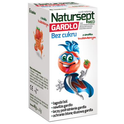 Natursept Med Throat Sugar Free Lollipops Strawberry Flavor 6 Pieces