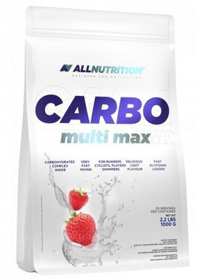 Allnutrition Carbo Multi Max Carbohydrate Supplement in Strawberry Flavour for Energy and Post-Workout Recovery 1000g