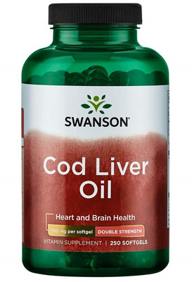 Swanson Cod Liver Oil 700mg Double-Strength with Vitamin A and D 250 Softgels