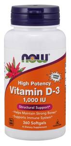 Now Foods Vitamin D-3 1000 IU Brain & Muscle Immunity Support 360 Softgels