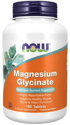 NOW Foods Magnesium Glycinate Highly Absorbable 180 Tablets