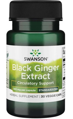 Swanson Black Ginger Extract 100mg for Circulation & Vigor 30 Vcaps