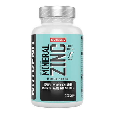 Nutrend Mineral Zinc 100% Chelate 15mg for Immune Support and Healthy Hair Skin and Nails 100 Vcaps