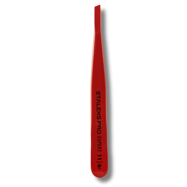 Staleks Pro Expert 4R Eyebrow Tweezers Narrow Beveled Red 1pc
