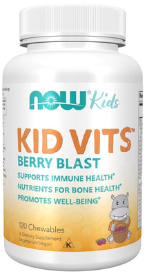 NOW Foods Kid Vits Berry Blast Chewable Multivitamin For Kids For Immune and Bone Health 120 Chewables