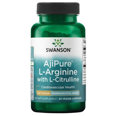 Swanson AjiPure L-Arginine and Citrulline for Circulation 60 Vcaps