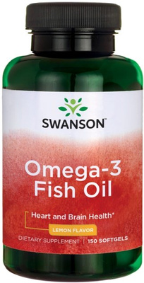 Swanson Omega-3 Fish Oil Lemon Flavored for Heart & Circulation Support 150 Softgels