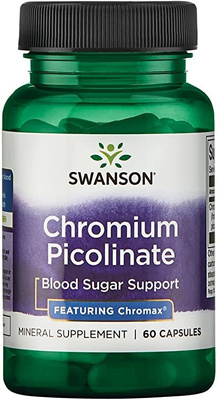 Swanson Chromium Picolinate 200mcg with Chromax for Normal Blood Sugar 60 Capsules