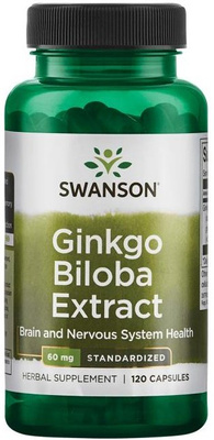 Swanson Ginkgo Biloba 60mg Supporting Memory and Focus 120 Capsules