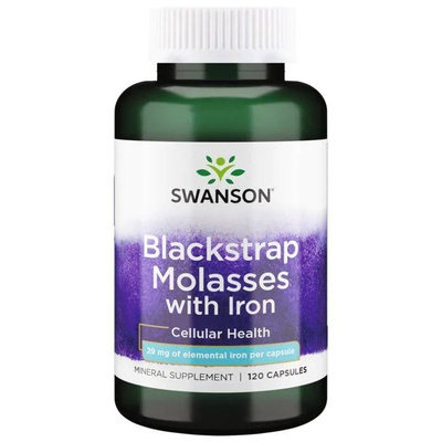 Swanson Blackstrap Molasses with Iron 29mg for Energy Support 120 Capsules