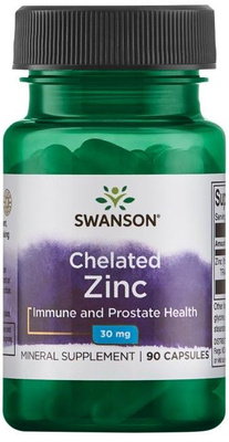 Swanson Chelated Zinc 30mg Albion for Immune Support and Healthy Skin 90 Capsules