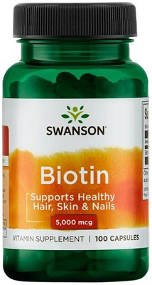 Swanson Biotin 5000mcg for Healthy Hair and Skin 100 Capsules