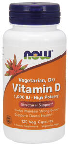 Now Foods Vitamin D 1000 IU Vegetarian Dry Supports Immune System & Bone Health 120 Capsules