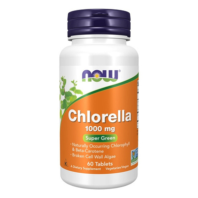 NOW Foods Chlorella 1000mg Algae Supplement with Chlorophyll 60 Tabs