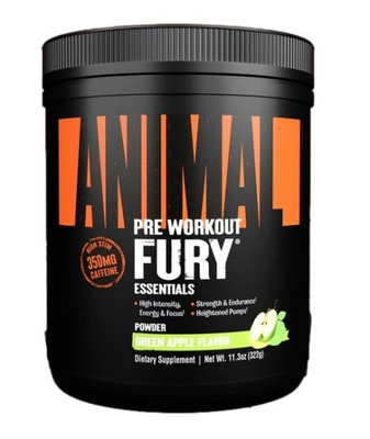 Animal Fury Green Apple Pre Workout Powder for Intense Training 330g
