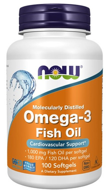 Now Foods Omega-3 Fish Oil, Molecularly Distilled 100 Softgels
