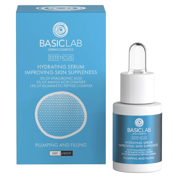 BasicLab Esteticus Hydrating Serum 3% Hyaluronic Acid and 15% Peptides 15ml