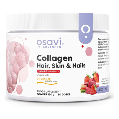 Osavi Collagen Peptides Collagen Hair Skin and Nails Rhubarb-Strawberry 150g