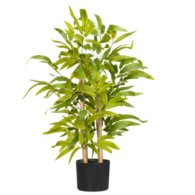 HOMCOM Artificial Plants Bamboo Tree in Pot Desk Fake Plants for Home Indoor Decor, 15x15x60cm, Green