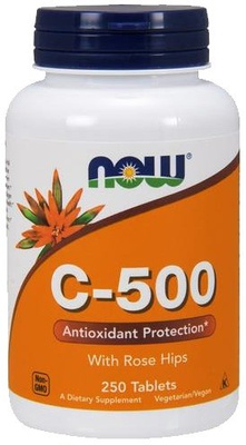 Now Foods Vitamin C-500 with Rose Hips 250 Tablets