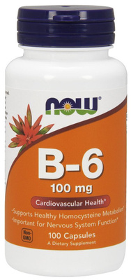 Now Foods Vitamin B-6 100mg Supports Nervous System 100 Capsules