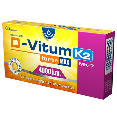 D-Vitum Forte Max 4000 IU K2 MK7 Vitamin D and K for Healthy Bones 60 Capsules