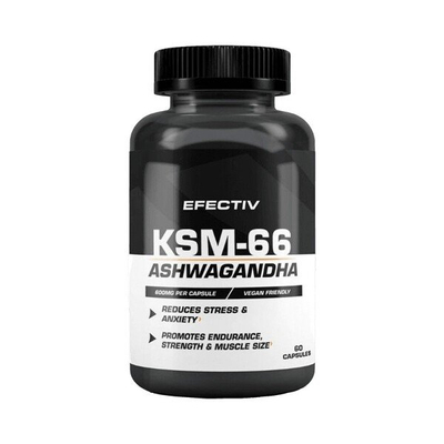 Efectiv Nutrition KSM-66 Ashwagandha Supplement for Stress Reduction and Cognitive Function 60 Caps
