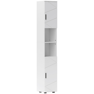 kleankin Line Embossed Tall Bathroom Storage Cabinet - White